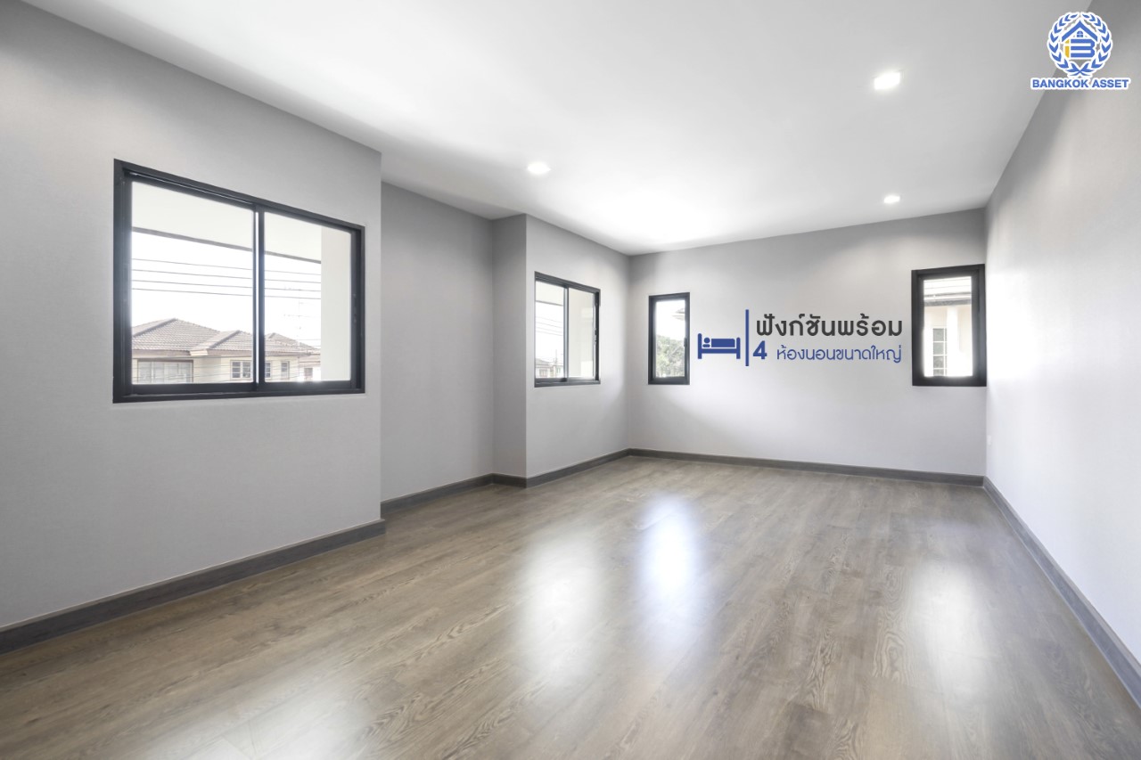 คฤหาสน์มือสองตกแต่งใหม่ โครงการ อักษรา พุทธมณฑลสาย3-บรมราชชนนี ตกแต่งหรูหรา เนื้อที่ 147 ตร.ว. พื้นที่ใช้สอยมากถึง 455 ตร.ม.!! ฟังก์ชันจัดเต็ม 4 ห้องนอนขนาดใหญ่ 5 ห้องน้ำ 1 ห้องแม่บ้าน จอดรถได้ 2 คัน พร้อมพื้นที่สนามหญ้าด้านข้างกว้างถึง 240 ตร.ม. บนทำเลเชื่อมต่อหลายเส้นทาง ใกล้เซ็นทรัลศาลายา, ม.มหิดล ทางคู่ขนานลอยฟ้าบรมราชชนนี และรายล้อมด้วยสิ่งอำนวยความสะดวกครบ!